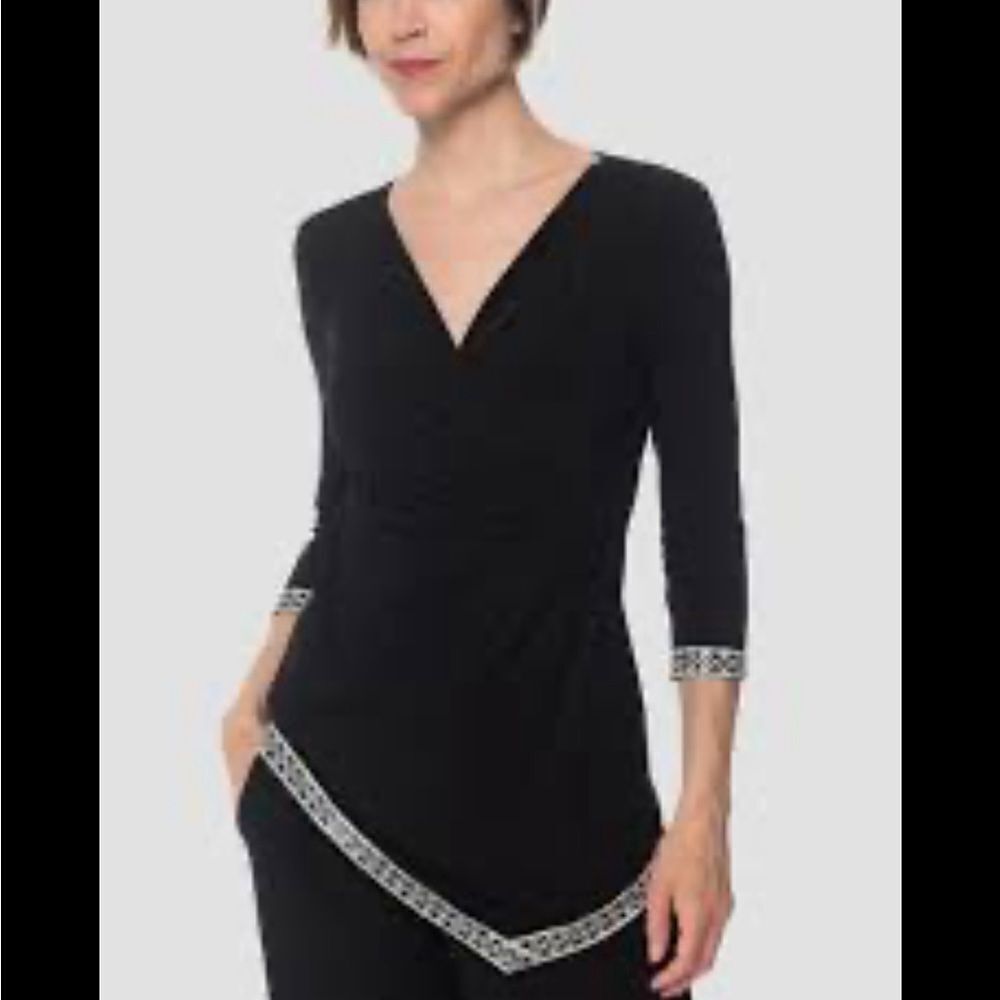 Joseph Ribikoff Tunic Top- Size 8 -Black w/ Rhinestones in EUC